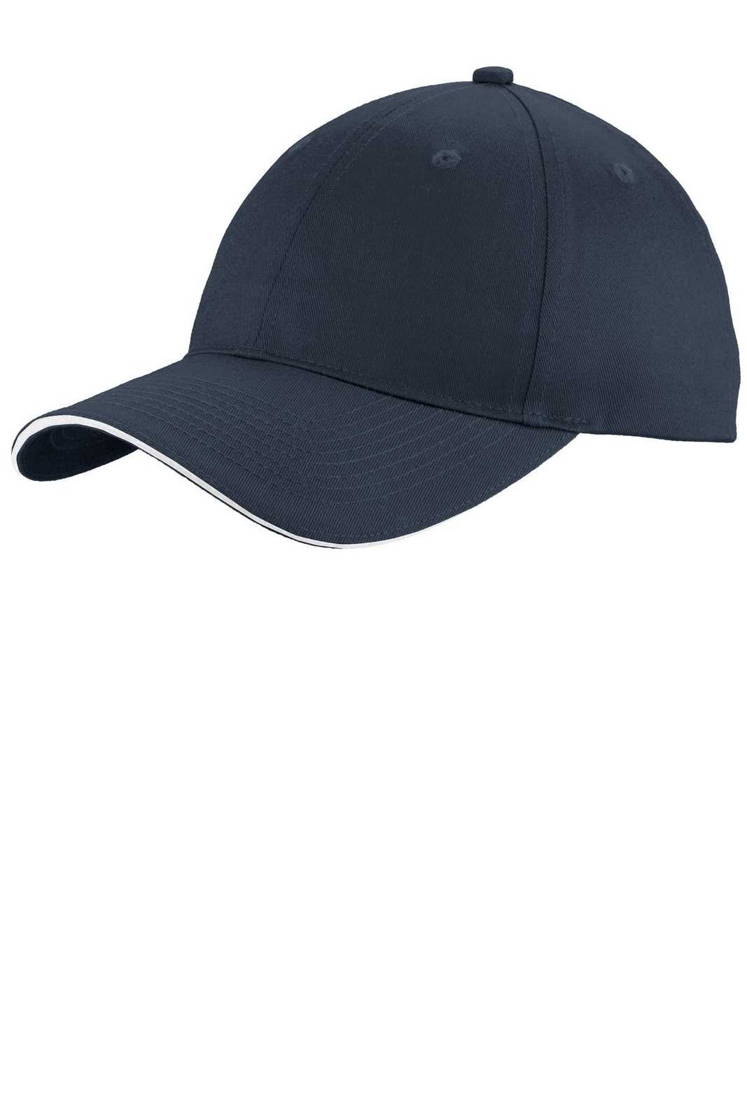 Port &amp; Company C919 Unstructured Sandwich Bill Cap - Navy White - HIT a Double - 1