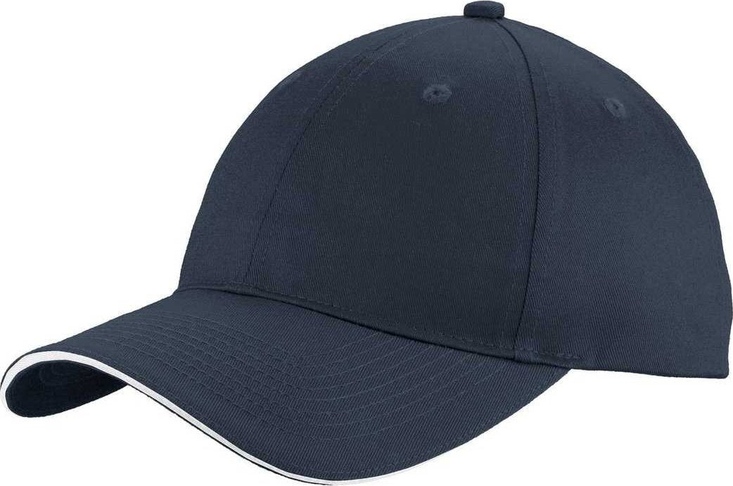 Port & Company C919 Unstructured Sandwich Bill Cap - Navy White - HIT a Double - 1