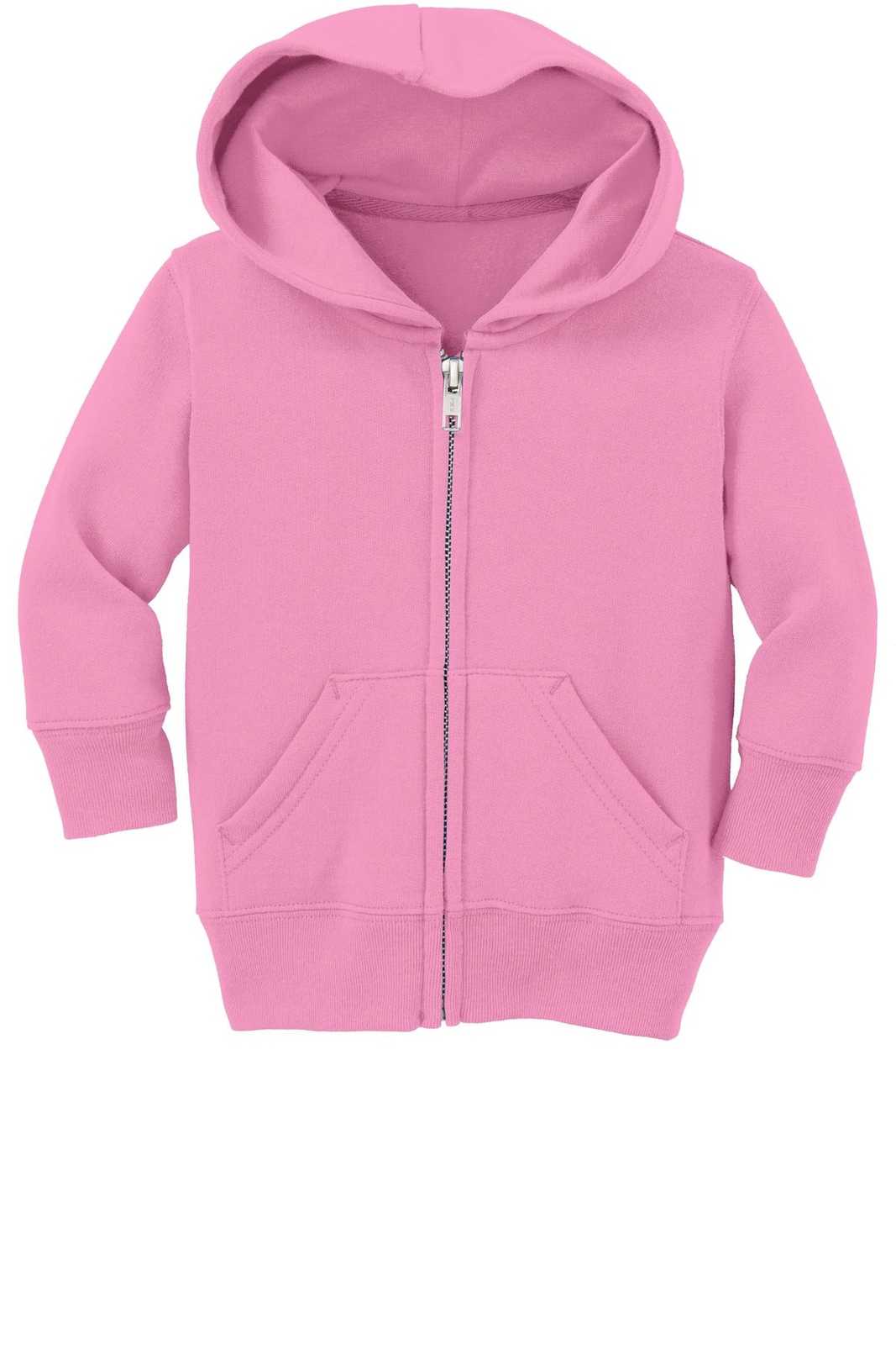 Port &amp; Company CAR78IZH Infant Core Fleece Full-Zip Hooded Sweatshirt - Candy Pink - HIT a Double - 3