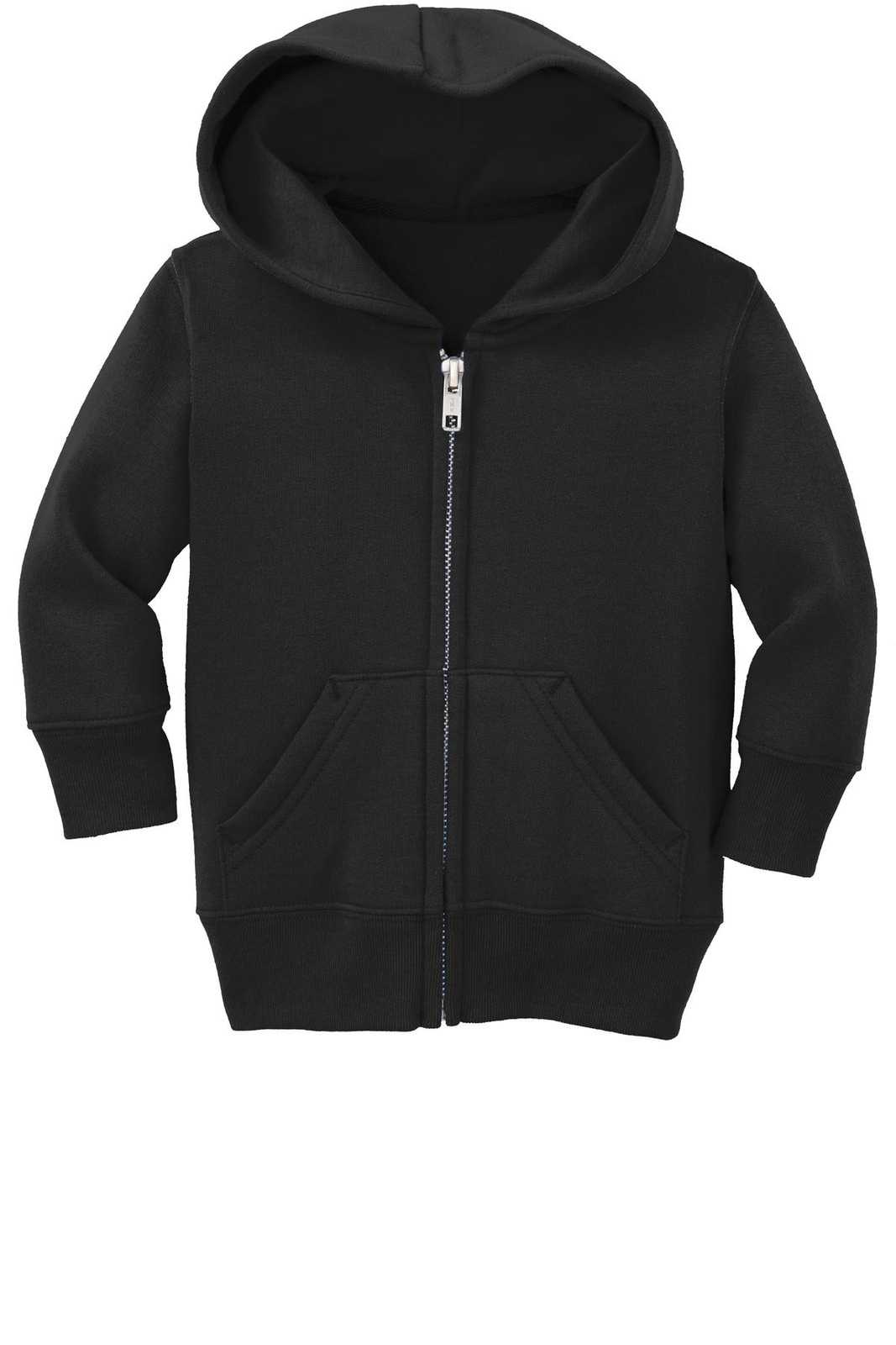 Port &amp; Company CAR78IZH Infant Core Fleece Full-Zip Hooded Sweatshirt - Jet Black - HIT a Double - 3