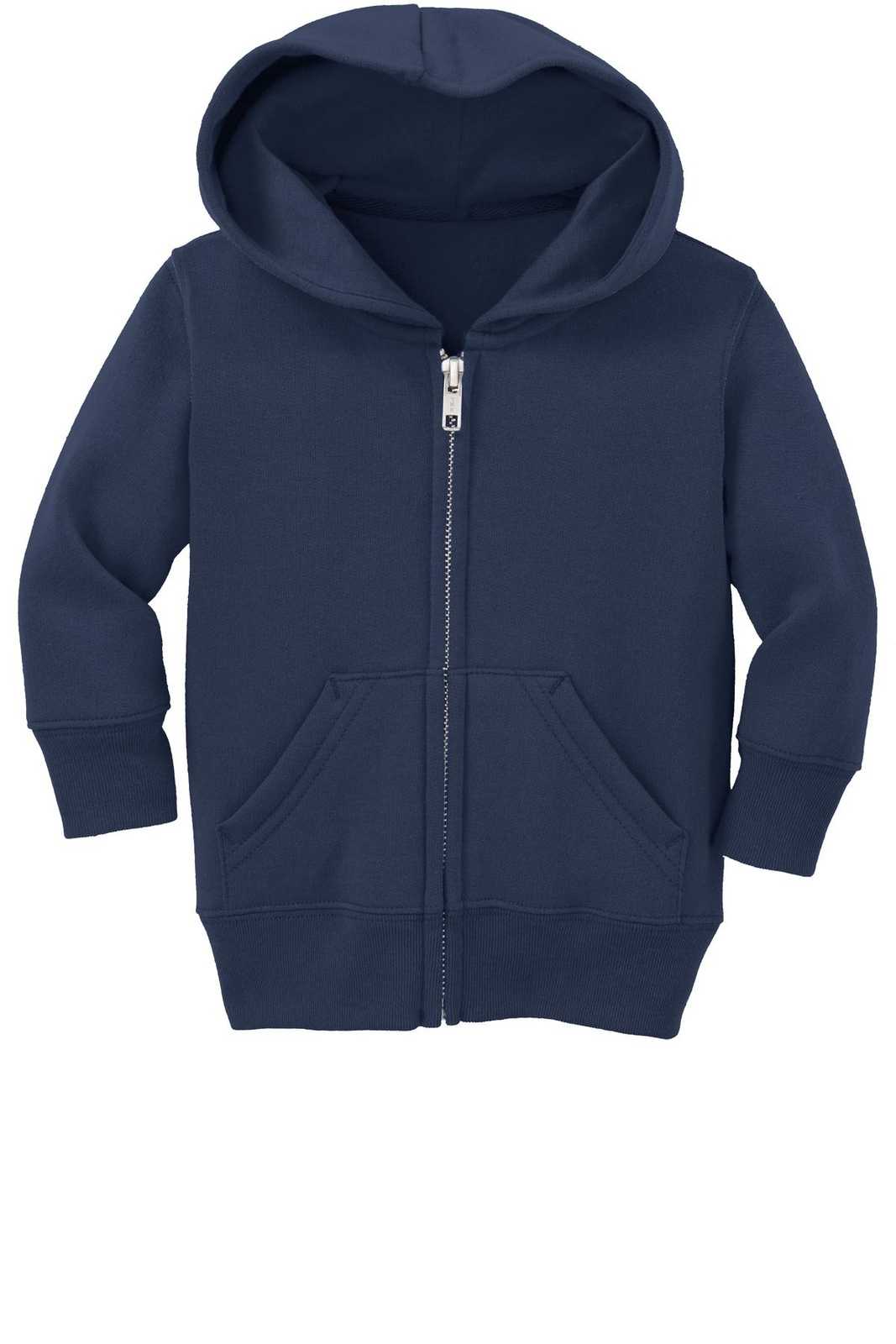 Port &amp; Company CAR78IZH Infant Core Fleece Full-Zip Hooded Sweatshirt - Navy - HIT a Double - 3
