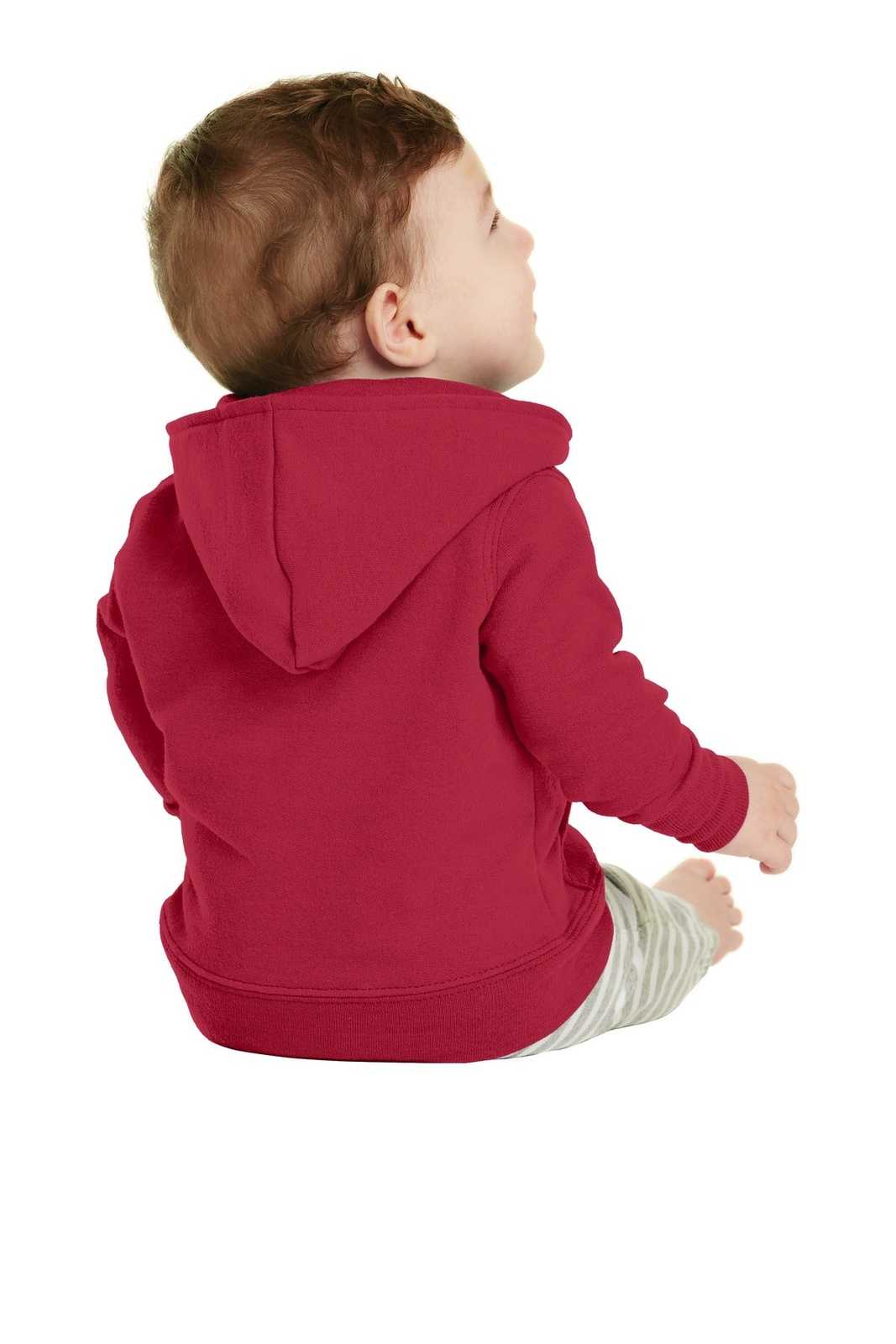 Port &amp; Company CAR78IZH Infant Core Fleece Full-Zip Hooded Sweatshirt - Red - HIT a Double - 2