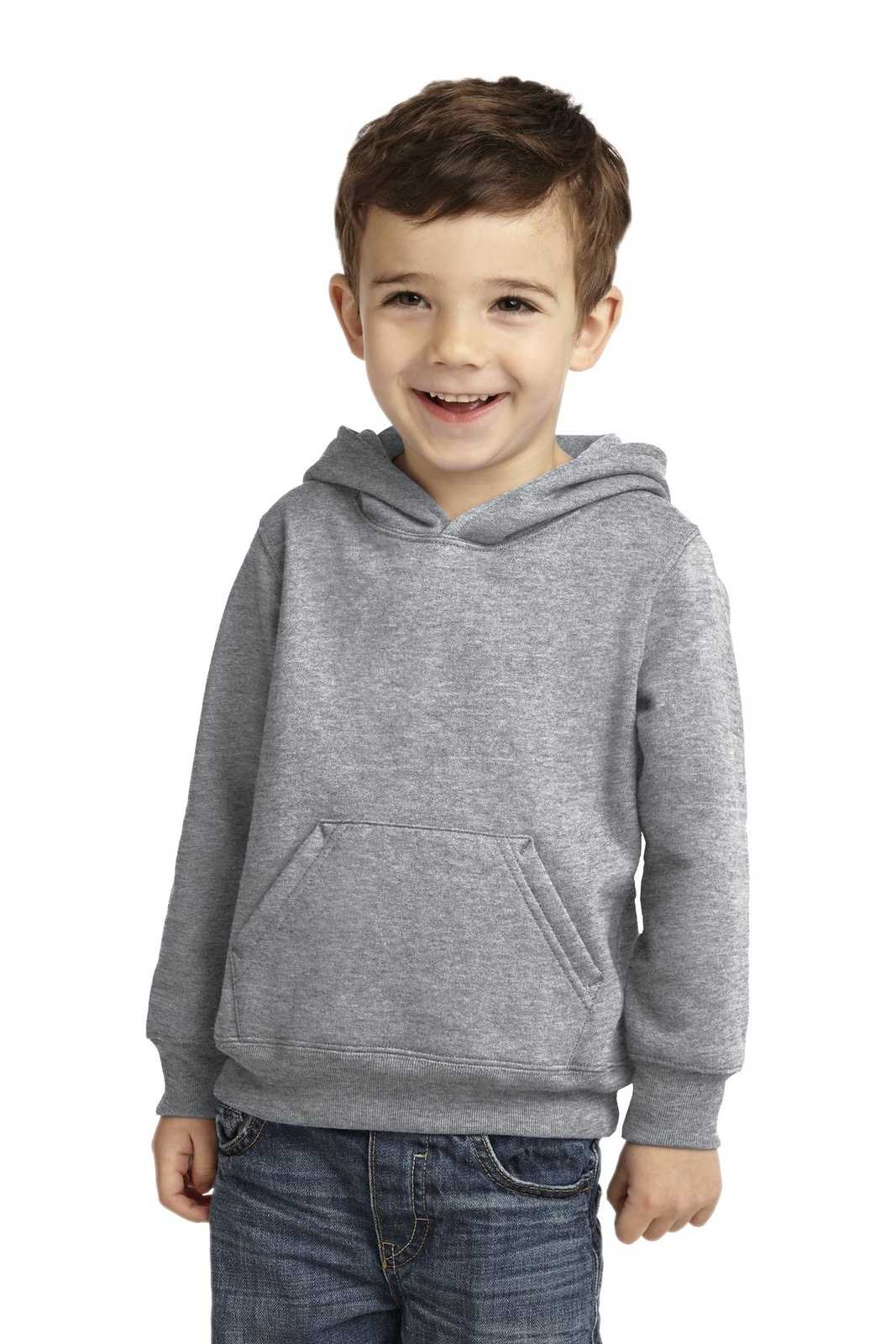 Port &amp; Company CAR78TH Toddler Core Fleece Pullover Hooded Sweatshirt - Athletic Heather - HIT a Double - 1