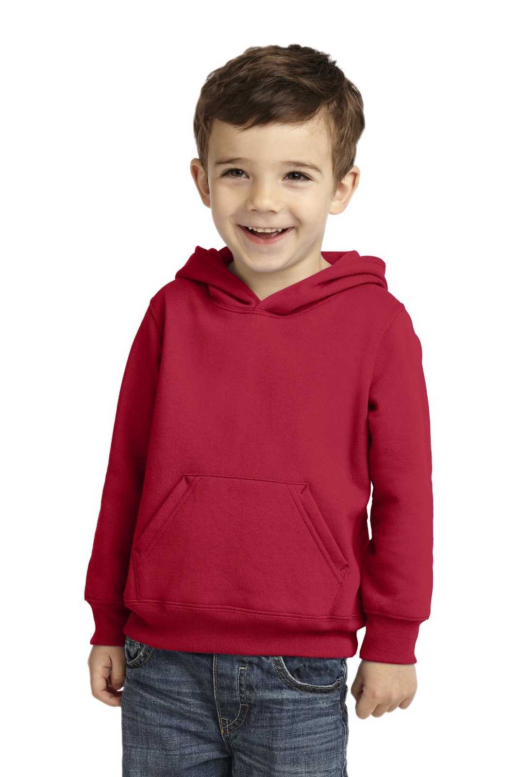 Port &amp; Company CAR78TH Toddler Core Fleece Pullover Hooded Sweatshirt - Red - HIT a Double - 1