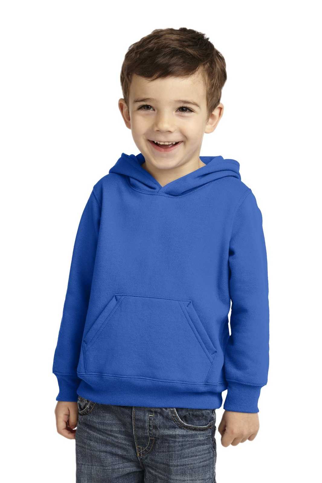 Port &amp; Company CAR78TH Toddler Core Fleece Pullover Hooded Sweatshirt - Royal - HIT a Double - 1