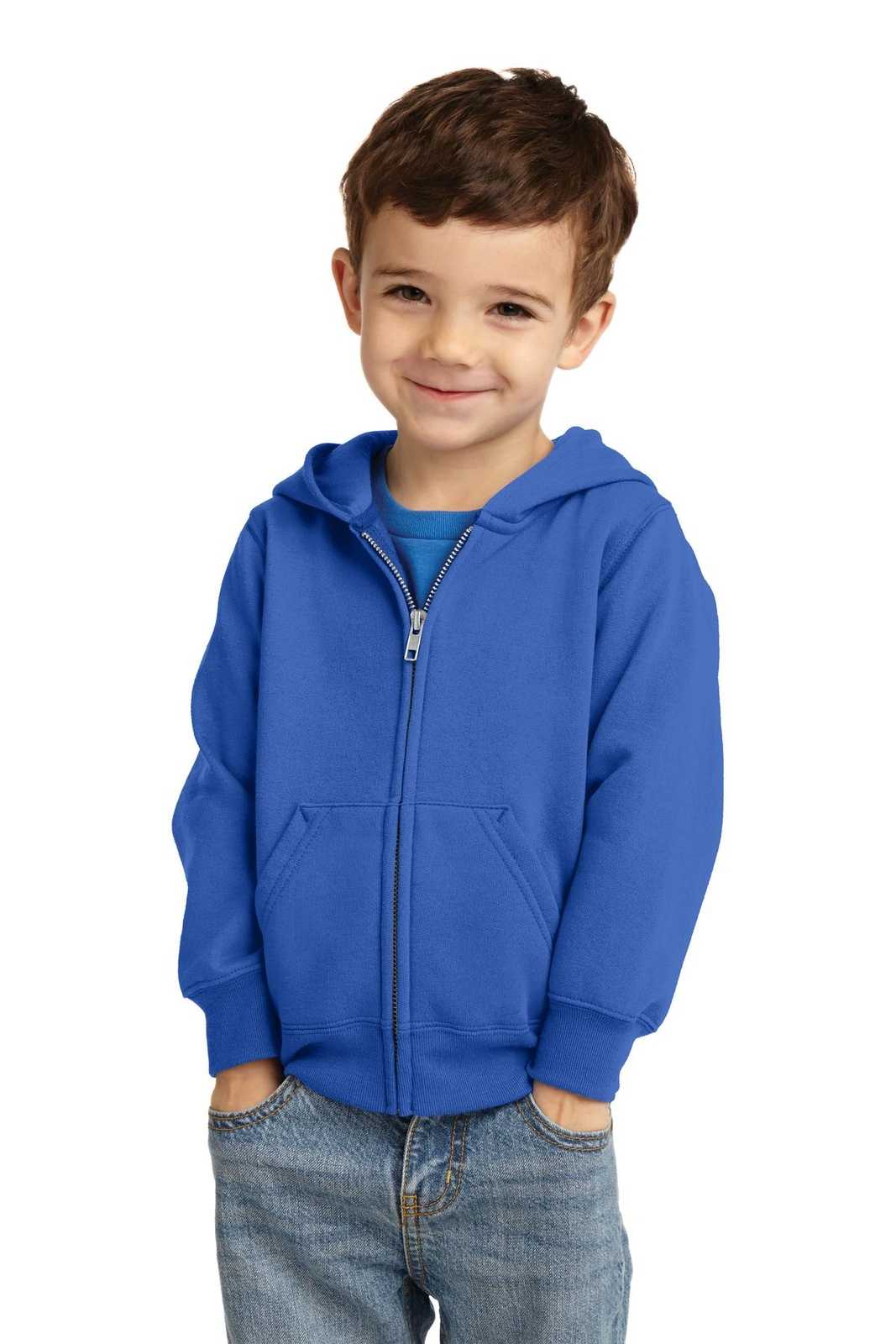 Port &amp; Company CAR78TZH Toddler Core Fleece Full-Zip Hooded Sweatshirt - Royal - HIT a Double - 1