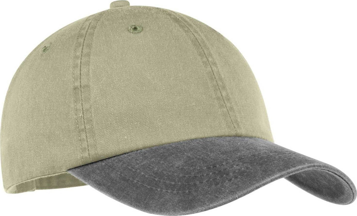 Port &amp; Company CP83 Two-Tone Pigment-Dyed Cap - Khaki Charcoal - HIT a Double - 1