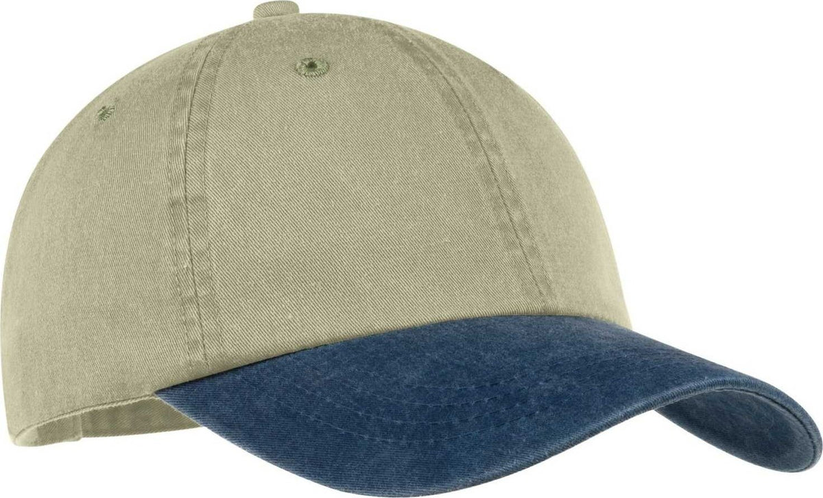 Port &amp; Company CP83 Two-Tone Pigment-Dyed Cap - Khaki Navy - HIT a Double - 1