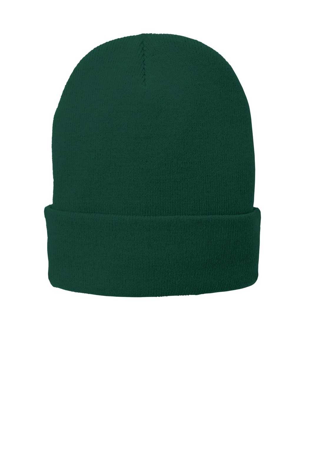 Port & Company CP90L Fleece-Lined Knit Cap with Cuff - Athletic Green - HIT a Double - 1