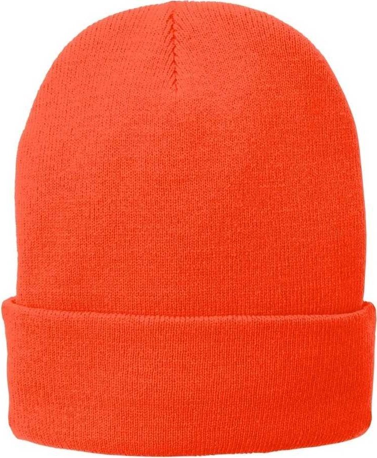Port &amp; Company CP90L Fleece-Lined Knit Cap with Cuff - Athletic Orange - HIT a Double - 1