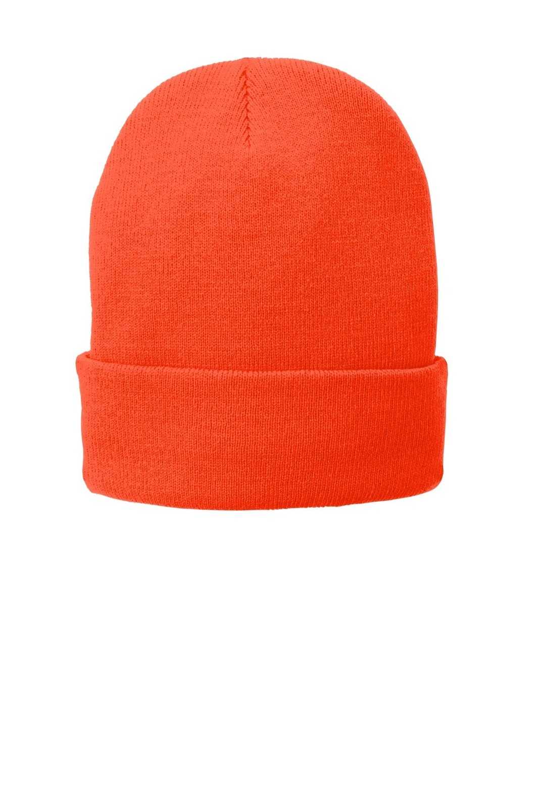 Port & Company CP90L Fleece-Lined Knit Cap with Cuff - Athletic Orange - HIT a Double - 1