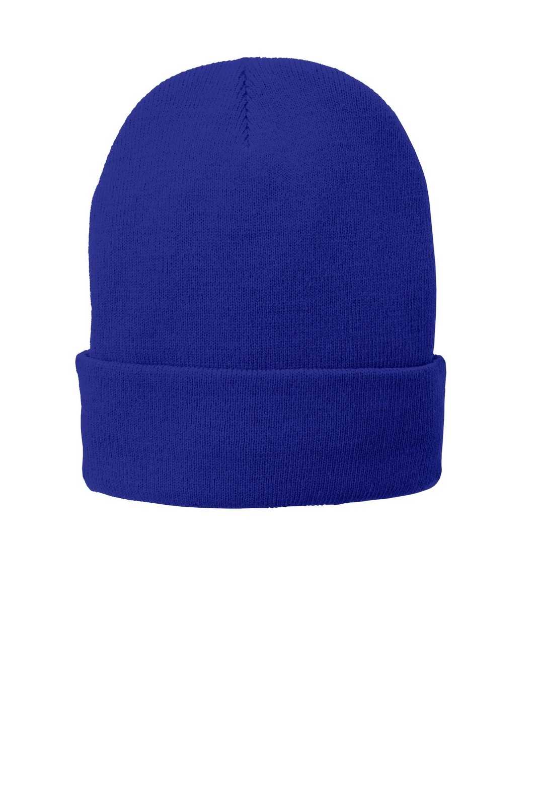 Port & Company CP90L Fleece-Lined Knit Cap with Cuff - Athletic Royal - HIT a Double - 1
