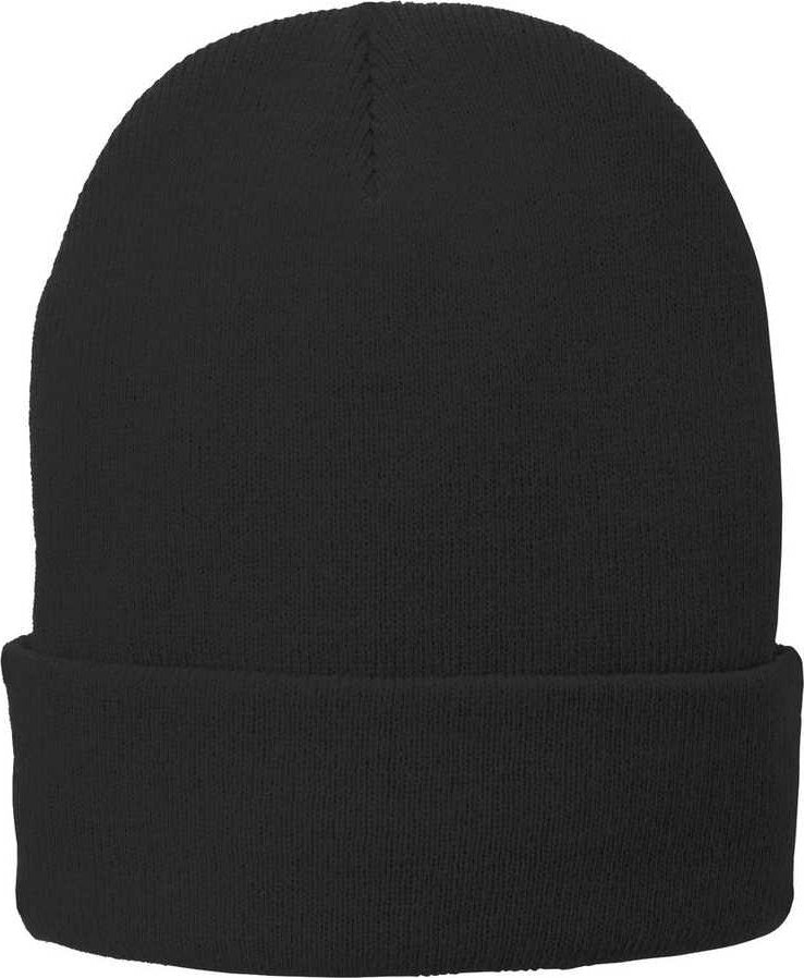 Port &amp; Company CP90L Fleece-Lined Knit Cap with Cuff - Black - HIT a Double - 1