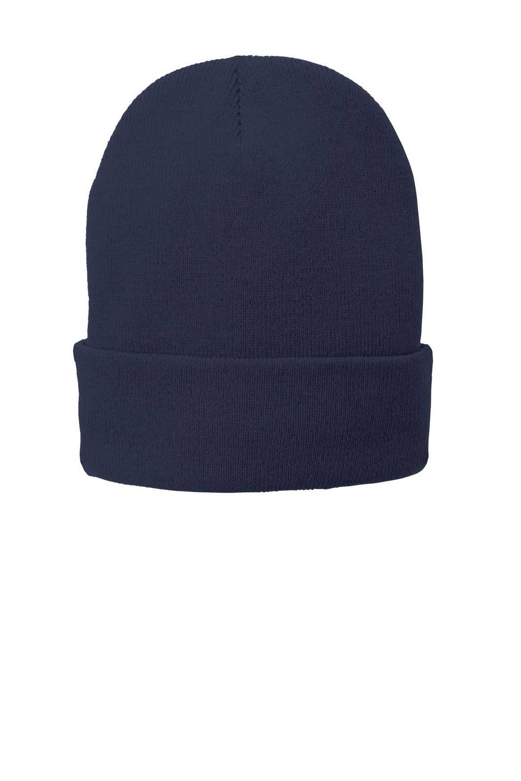 Port &amp; Company CP90L Fleece-Lined Knit Cap with Cuff - Navy - HIT a Double - 1