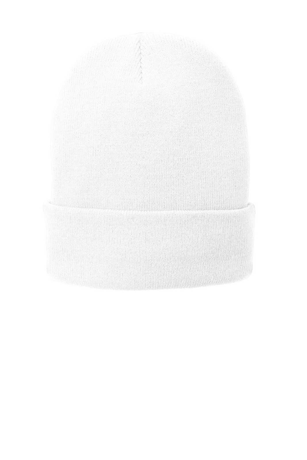 Port &amp; Company CP90L Fleece-Lined Knit Cap with Cuff - White - HIT a Double - 1