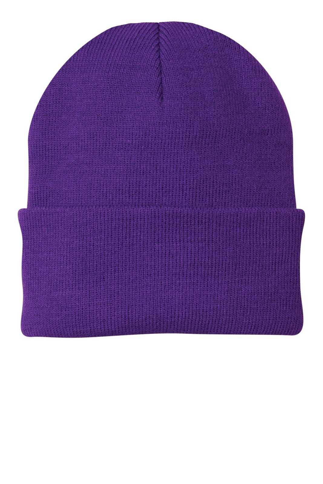 Port &amp; Company CP90 Knit Cap with Cuff - Athletic Purple - HIT a Double - 1