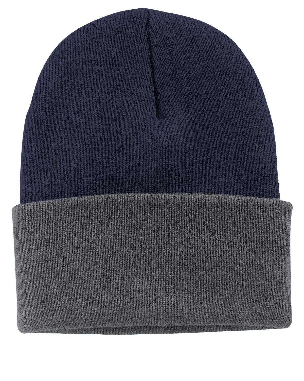 Port &amp; Company CP90 Knit Cap with Cuff - Navy Athletic Oxford - HIT a Double - 1