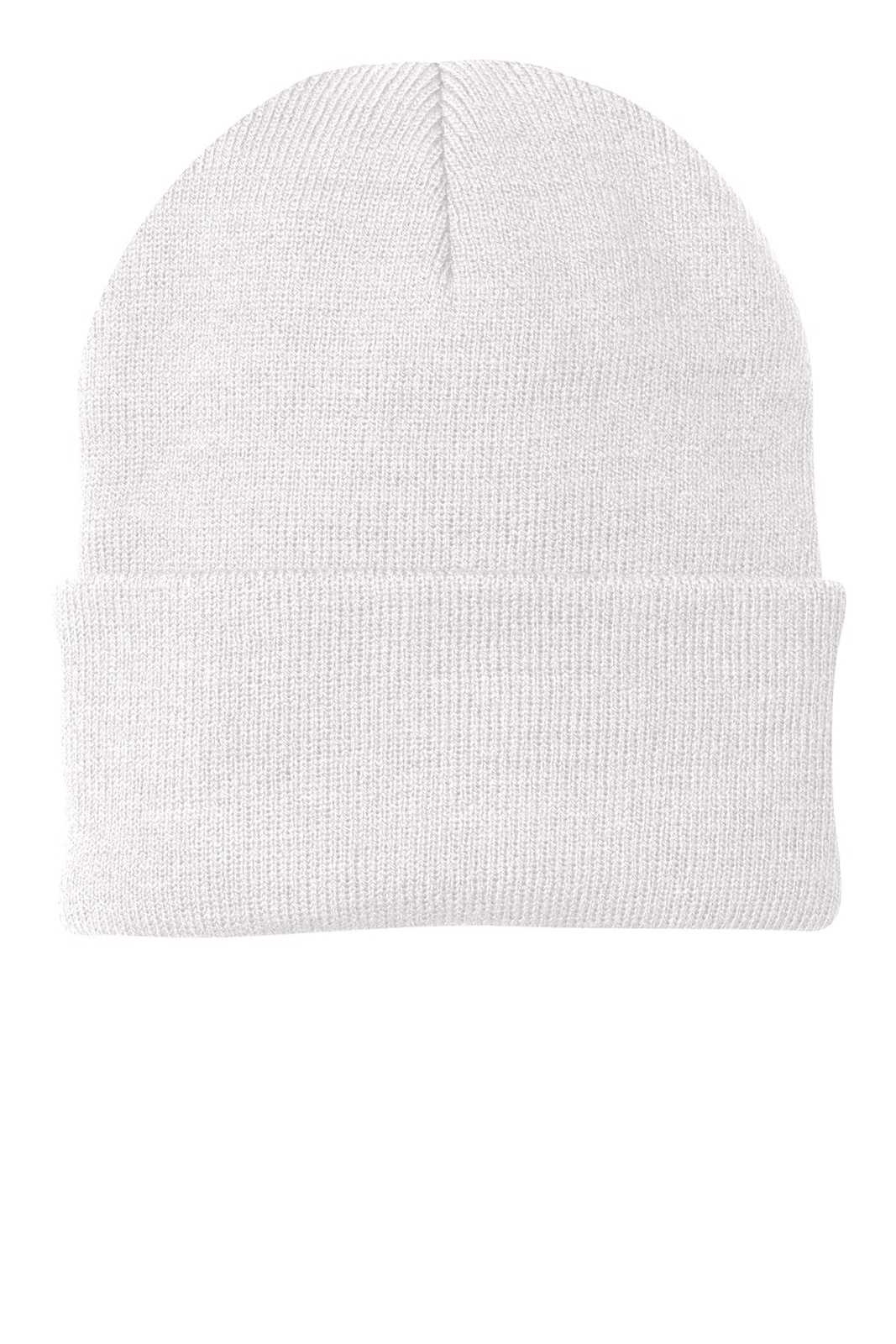 Port &amp; Company CP90 Knit Cap with Cuff - White - HIT a Double - 1