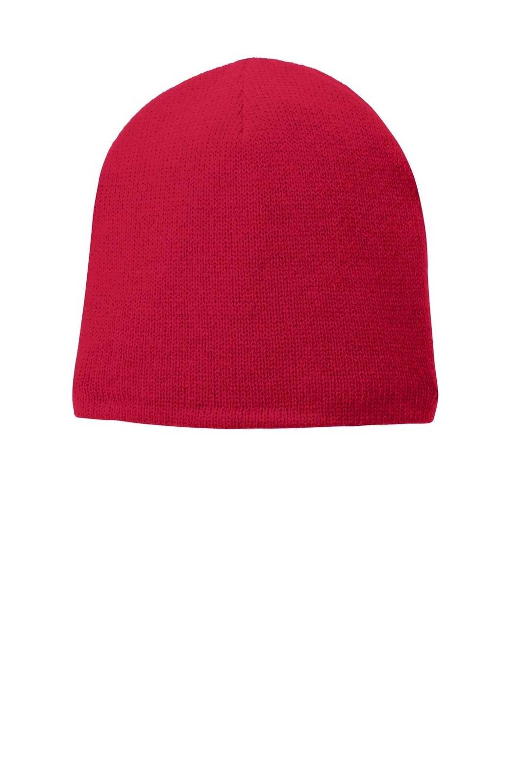 Port &amp; Company CP91L Fleece-Lined Beanie Cap - Athletic Red - HIT a Double - 1