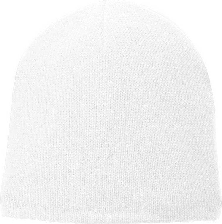 Port &amp; Company CP91L Fleece-Lined Beanie Cap - White - HIT a Double - 1