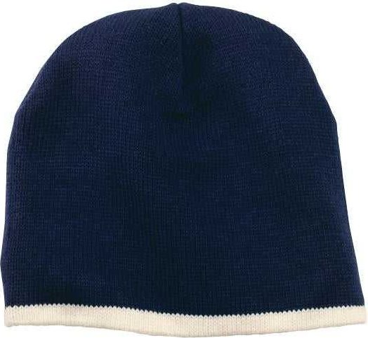 Port &amp; Company CP91 Beanie Cap - Navy Natural - HIT a Double - 1