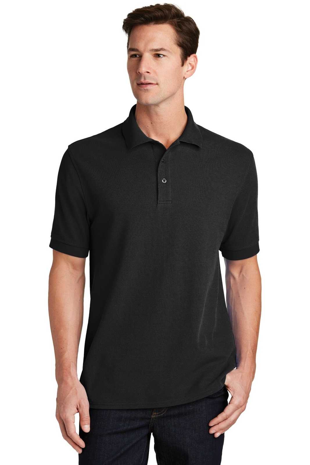 Port &amp; Company KP1500 Combed Ring Spun Pique Polo - Jet Black - HIT a Double - 1