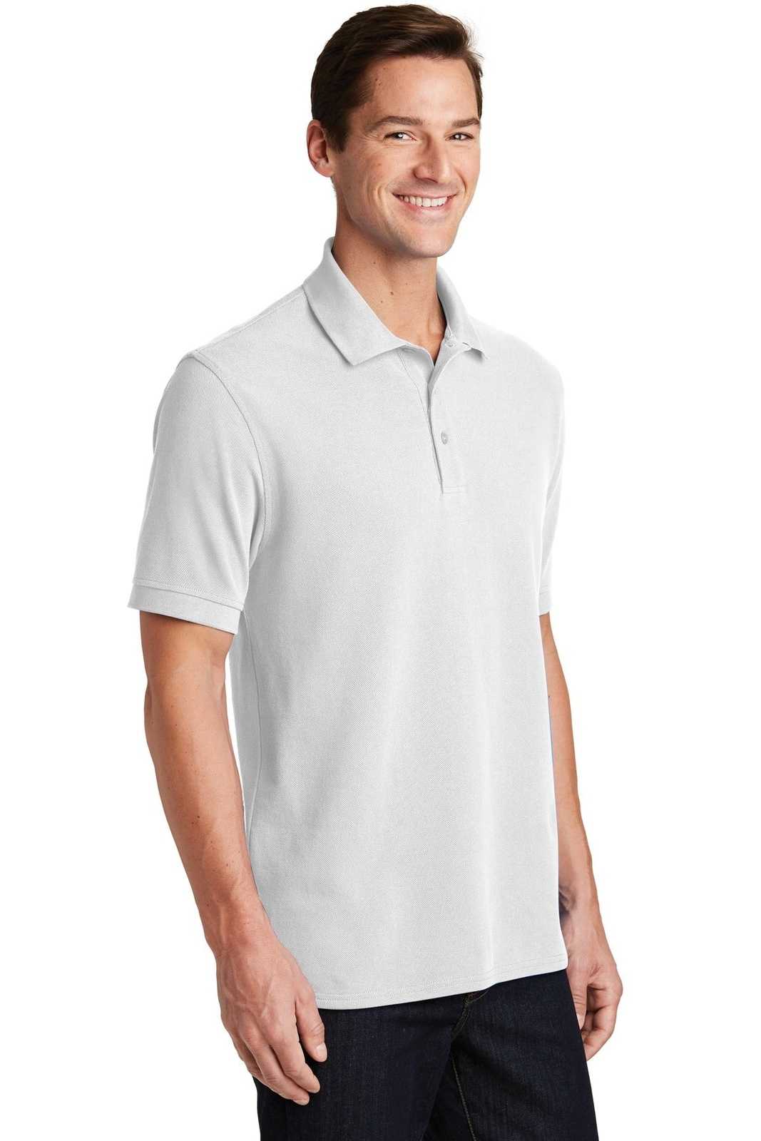 Port &amp; Company KP1500 Combed Ring Spun Pique Polo - White - HIT a Double - 4