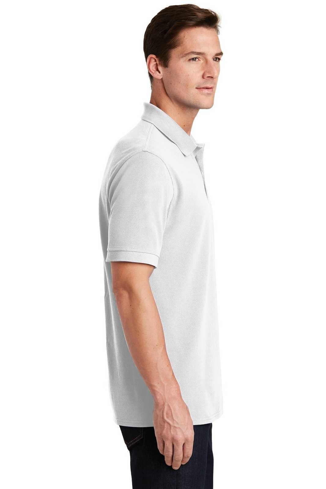 Port &amp; Company KP1500 Combed Ring Spun Pique Polo - White - HIT a Double - 3