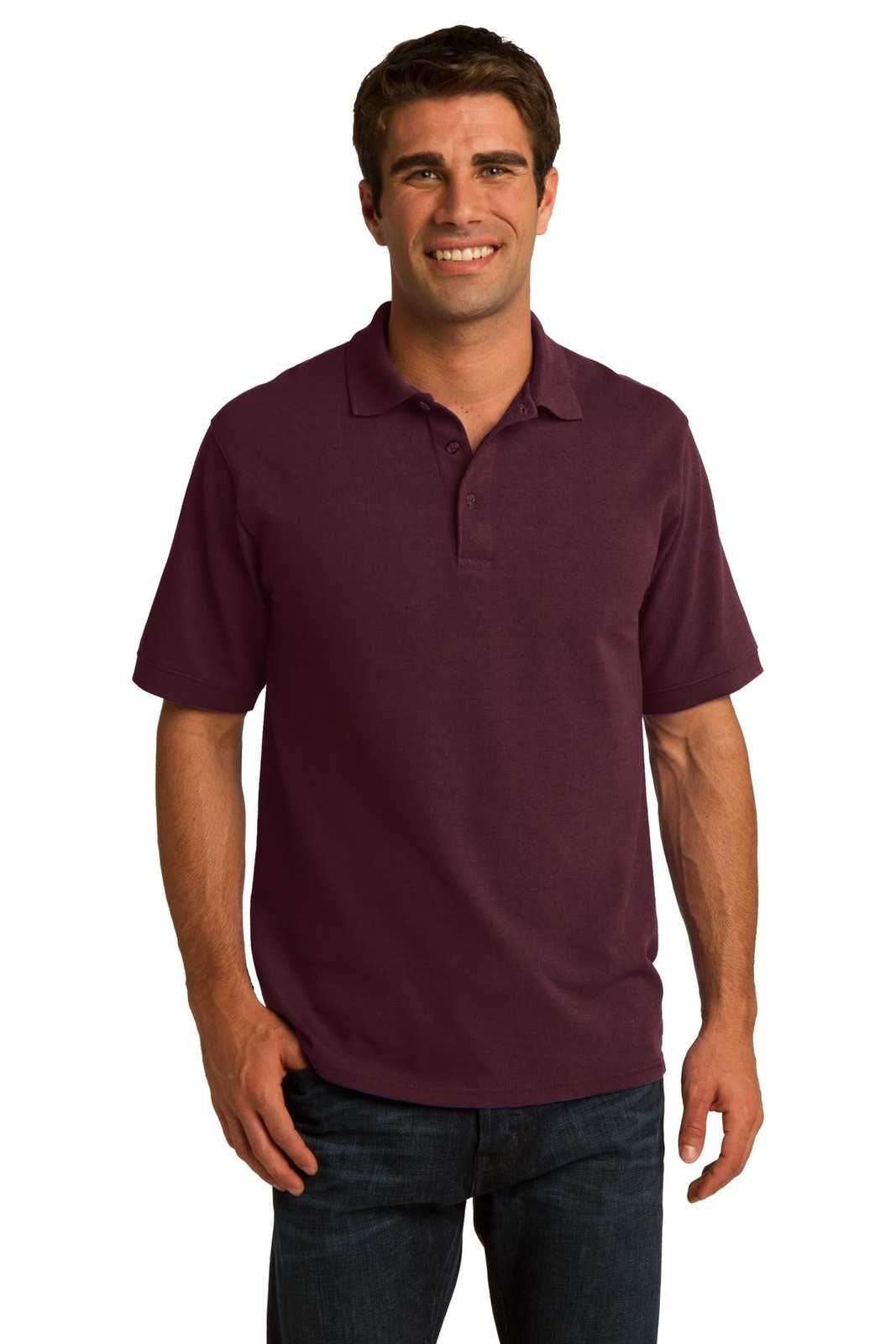 Port &amp; Company KP155 Core Blend Pique Polo - Athletic Maroon - HIT a Double - 1