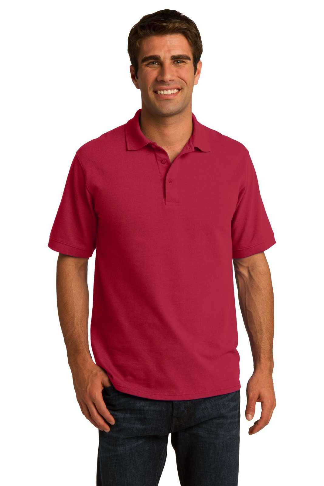 Port &amp; Company KP155 Core Blend Pique Polo - Red - HIT a Double - 1