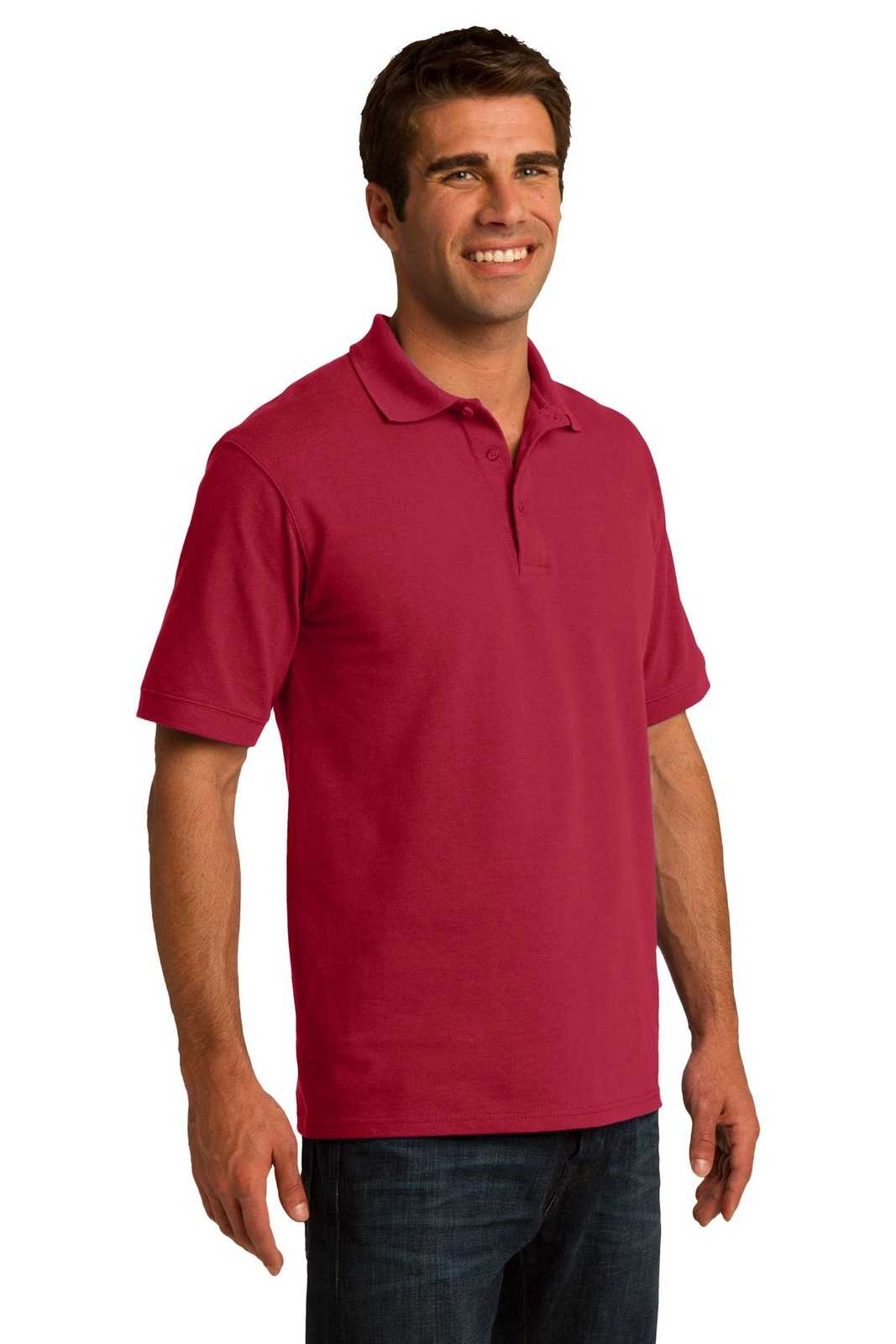 Port &amp; Company KP155 Core Blend Pique Polo - Red - HIT a Double - 4
