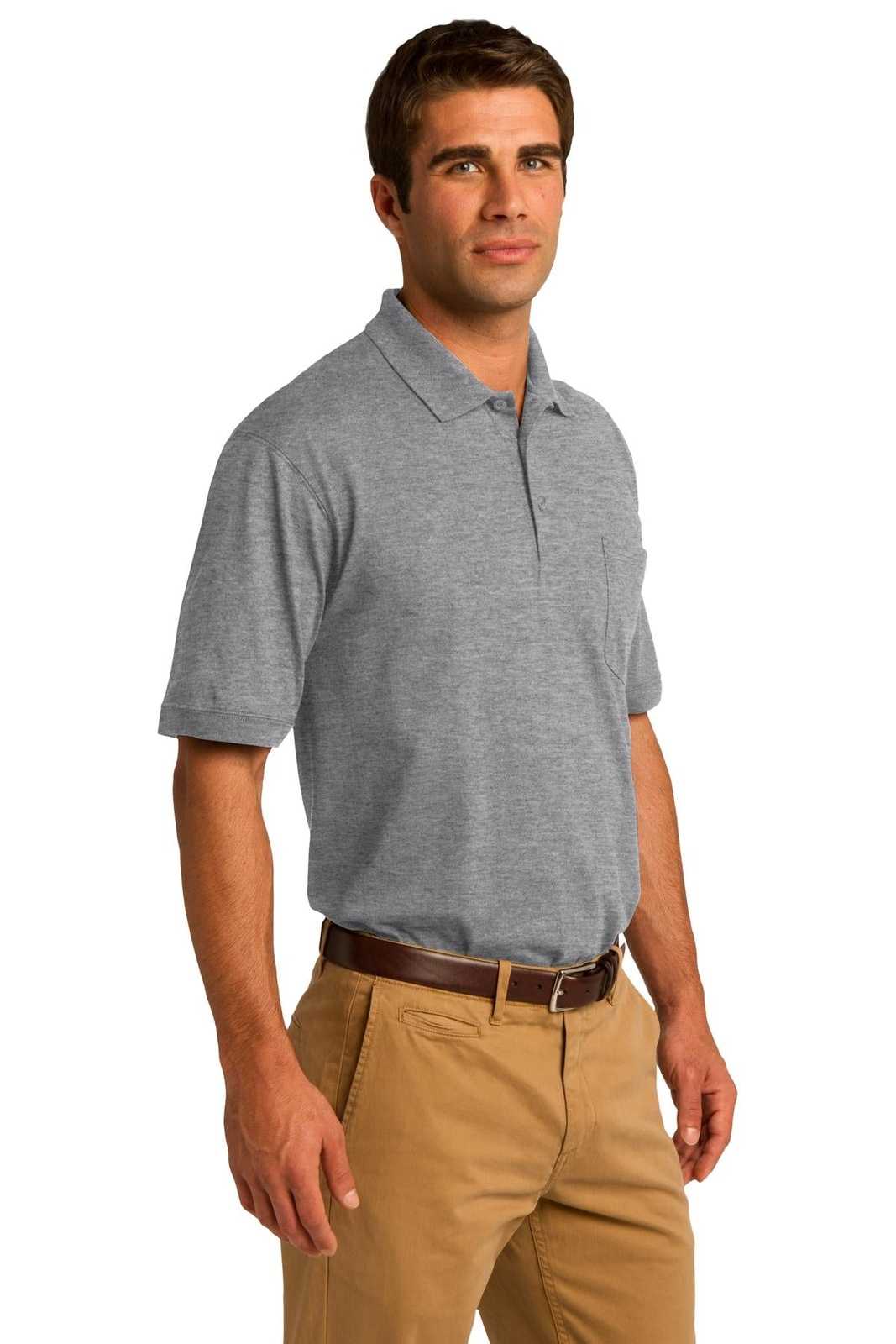 Port &amp; Company KP55P Core Blend Jersey Knit Pocket Polo - Athletic Heather - HIT a Double - 4