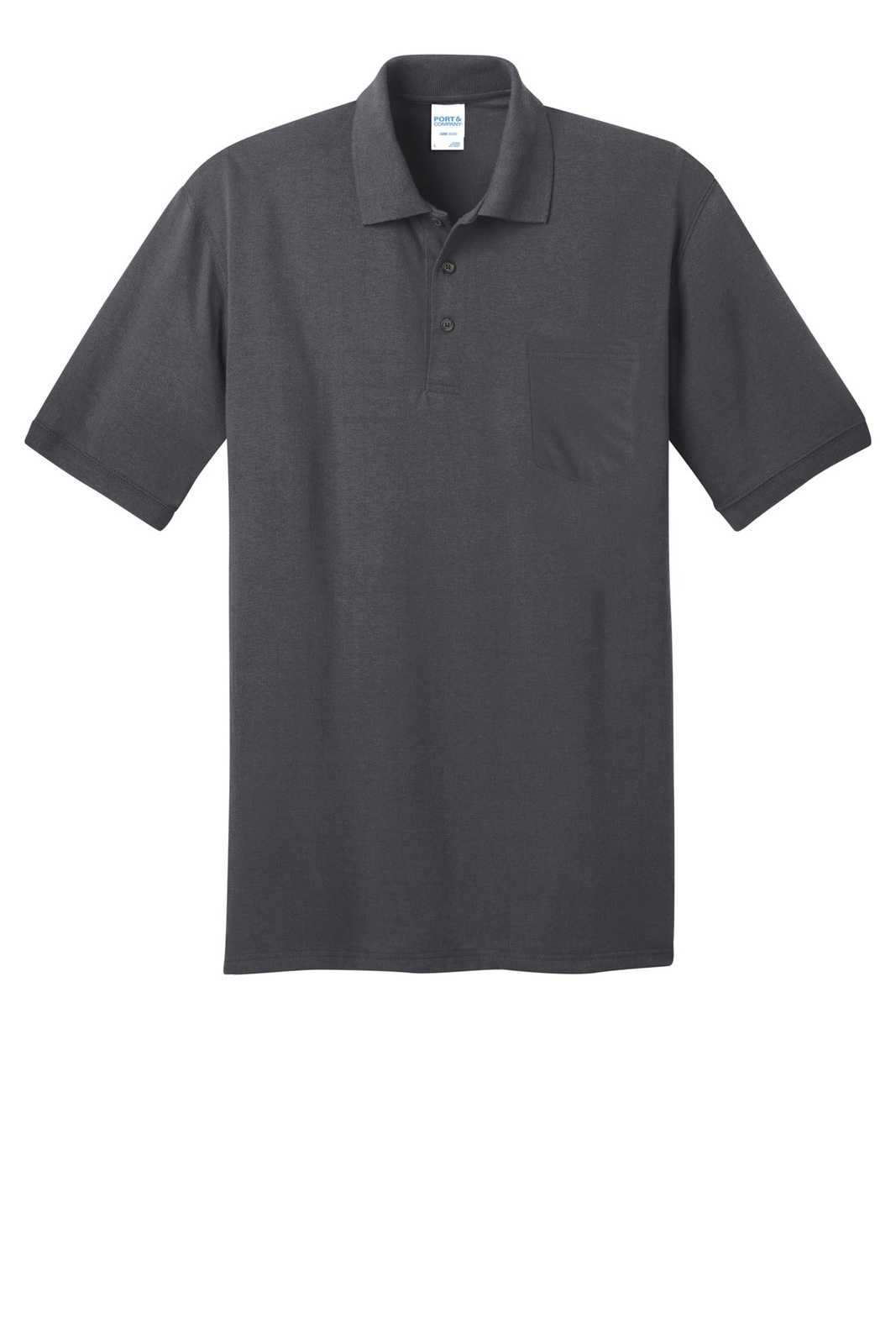 Port &amp; Company KP55P Core Blend Jersey Knit Pocket Polo - Charcoal - HIT a Double - 5