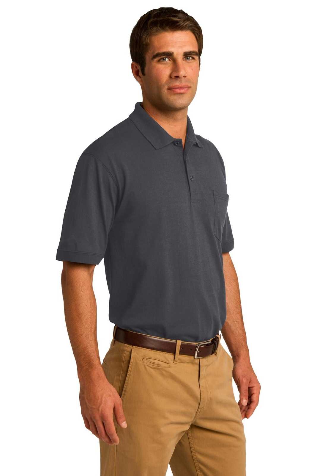 Port &amp; Company KP55P Core Blend Jersey Knit Pocket Polo - Charcoal - HIT a Double - 4