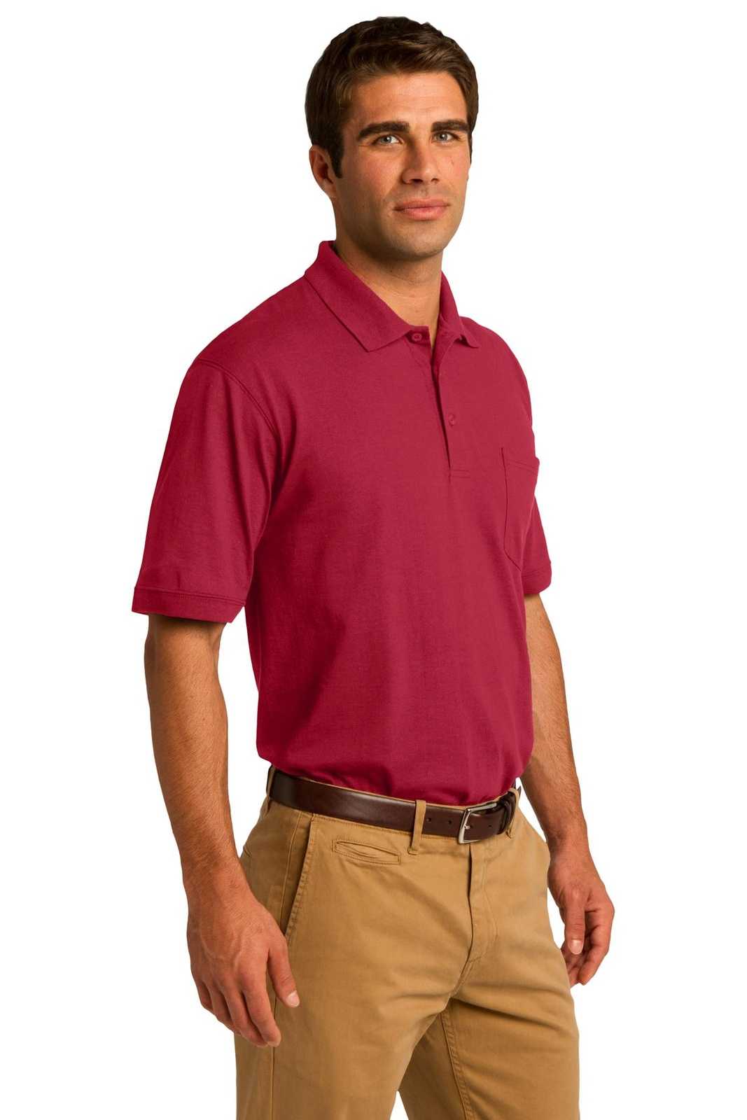 Port &amp; Company KP55P Core Blend Jersey Knit Pocket Polo - Red - HIT a Double - 4