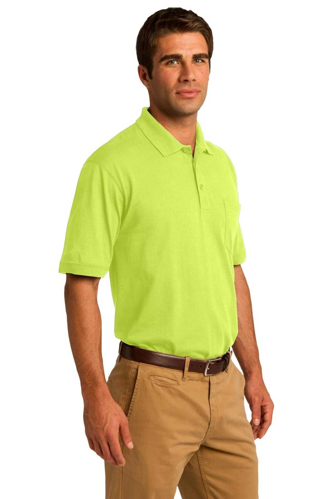 Port &amp; Company KP55P Core Blend Jersey Knit Pocket Polo - Safety Green - HIT a Double - 4