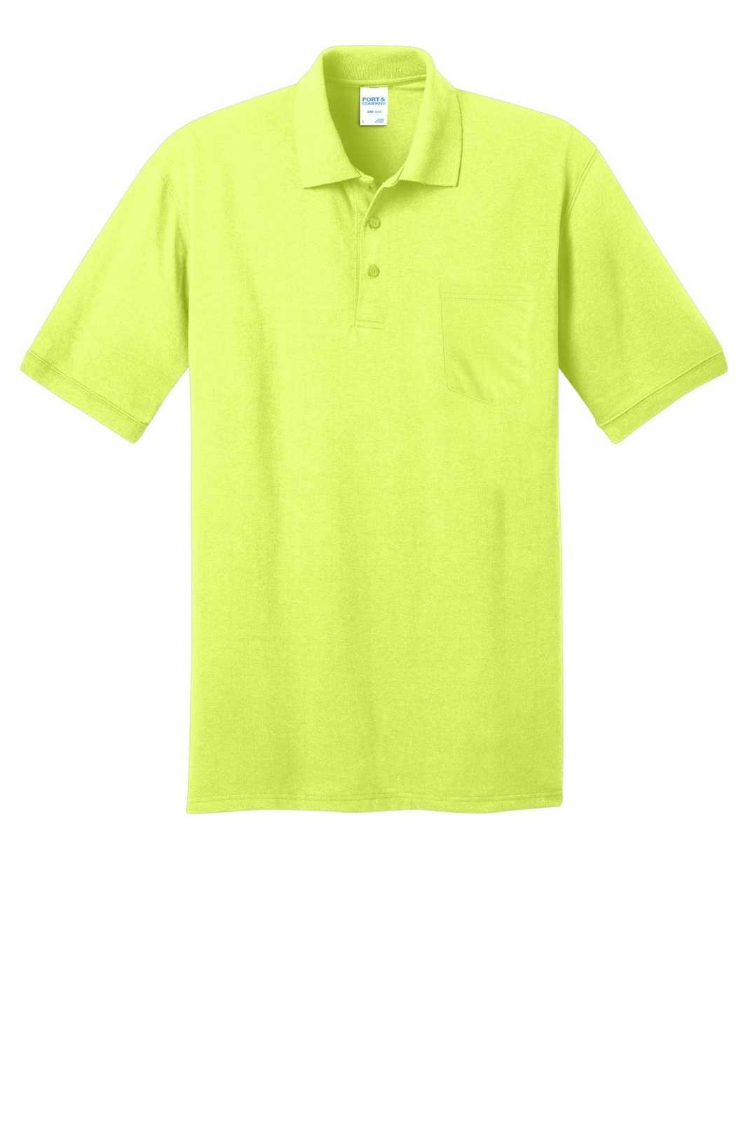 Port &amp; Company KP55P Core Blend Jersey Knit Pocket Polo - Safety Green - HIT a Double - 5