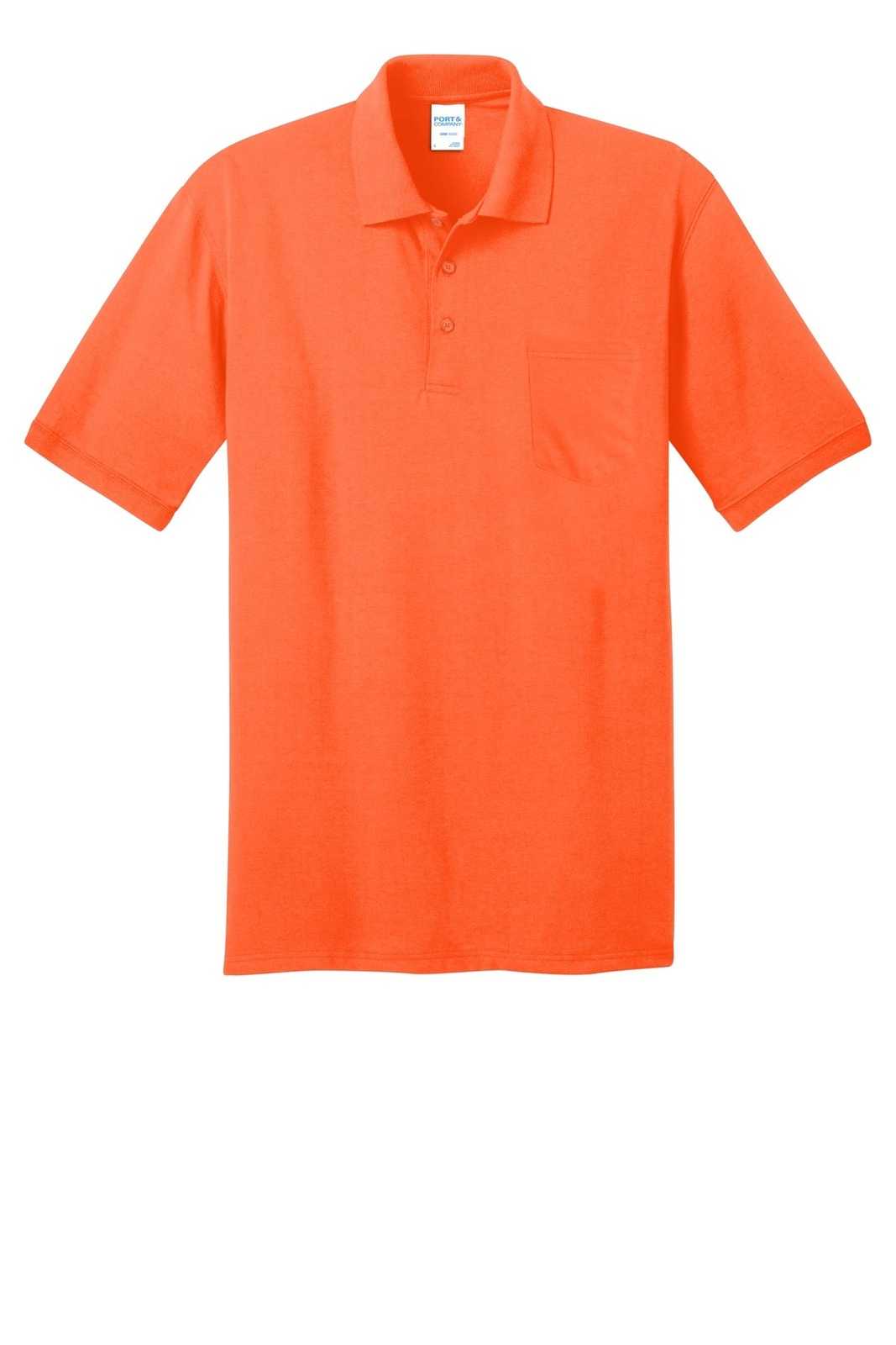Port &amp; Company KP55P Core Blend Jersey Knit Pocket Polo - Safety Orange - HIT a Double - 5