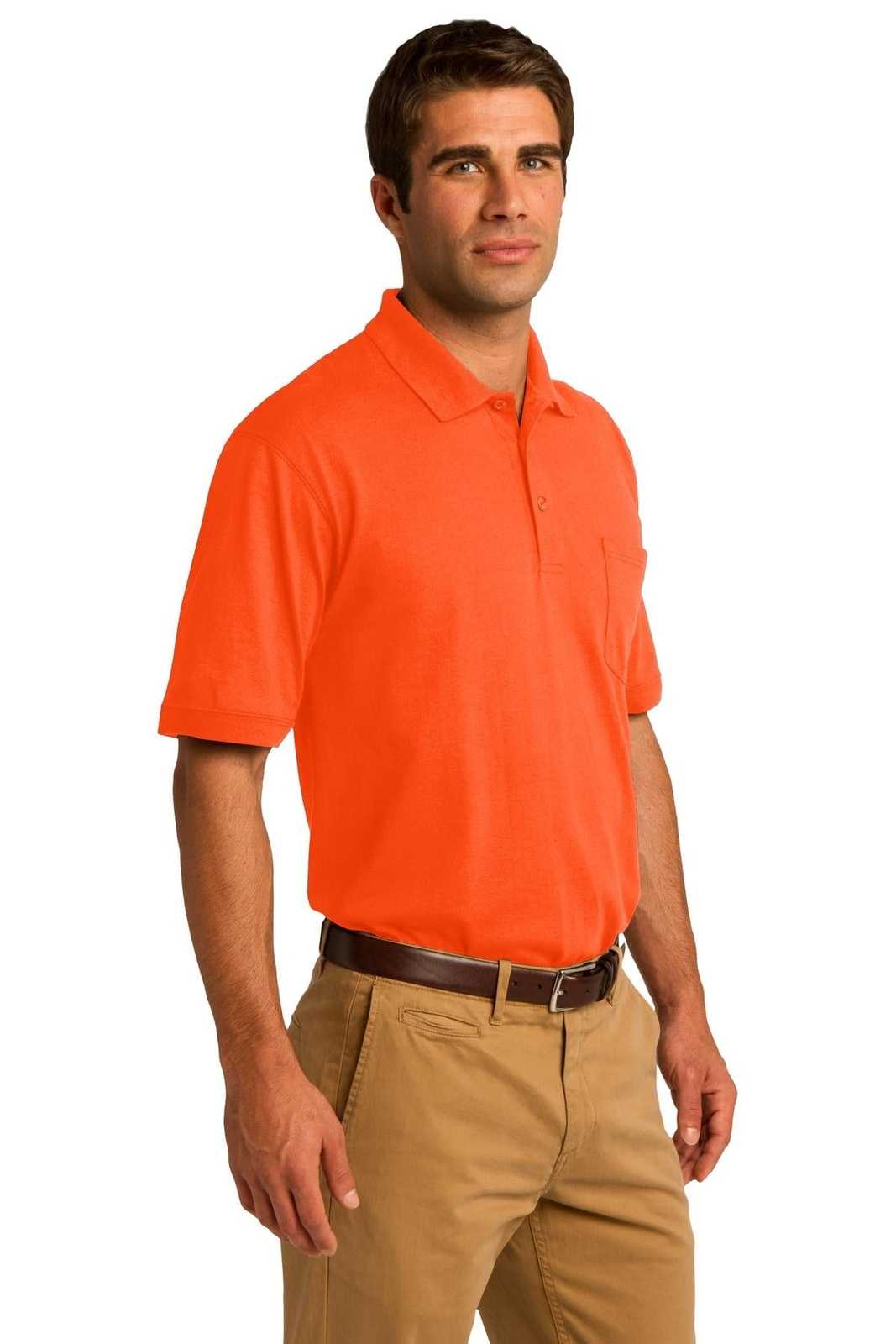 Port &amp; Company KP55P Core Blend Jersey Knit Pocket Polo - Safety Orange - HIT a Double - 4