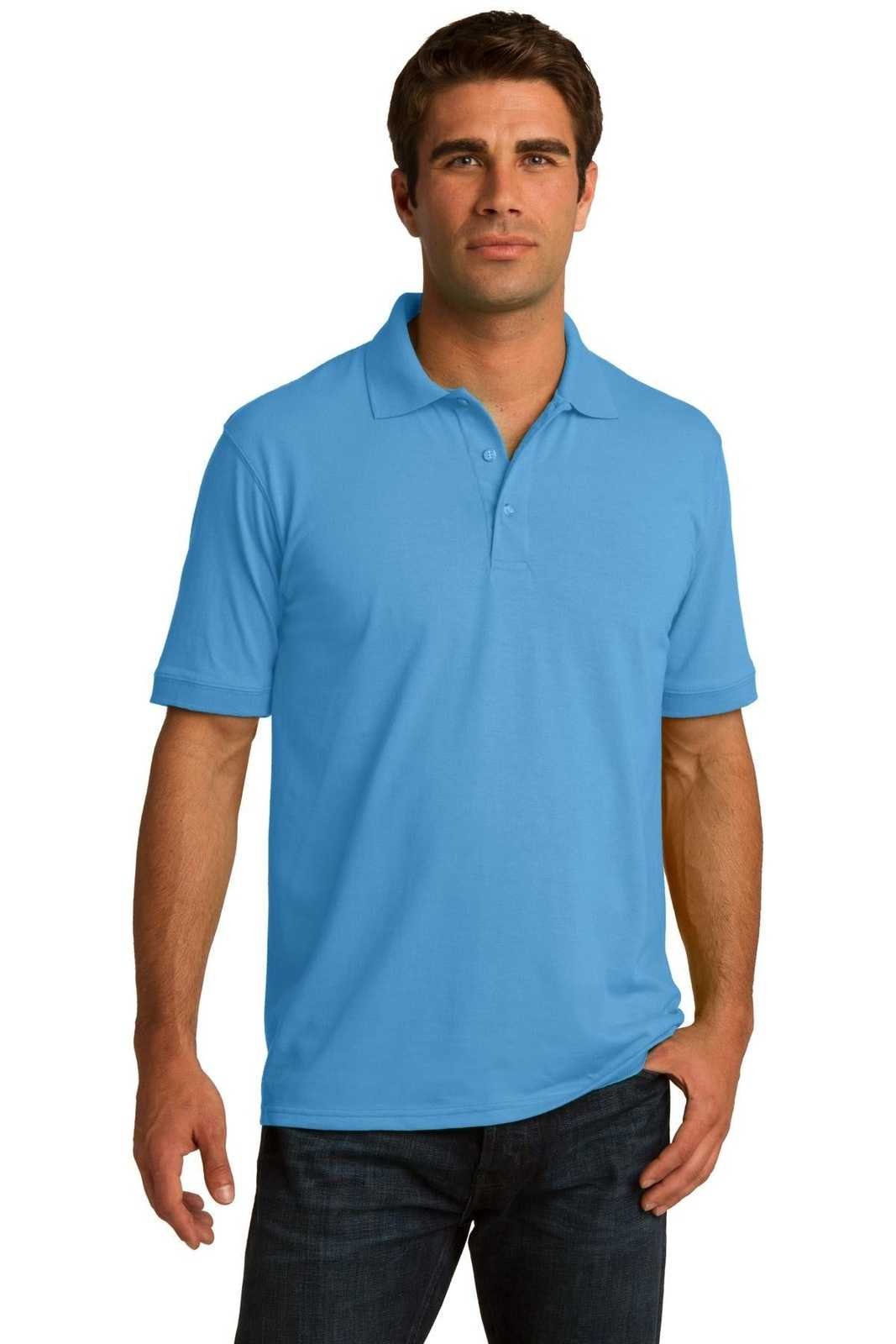 Port &amp; Company KP55T Tall Core Blend Jersey Knit Polo - Aquatic Blue - HIT a Double - 1