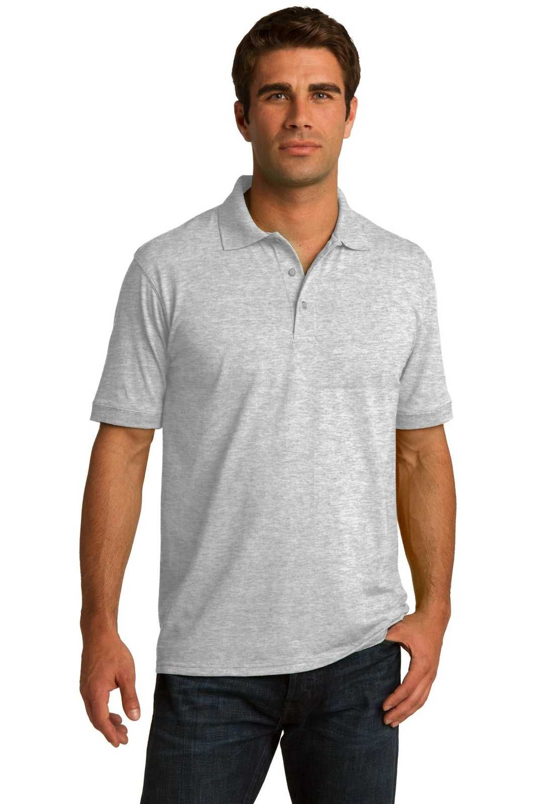 Port &amp; Company KP55T Tall Core Blend Jersey Knit Polo - Ash - HIT a Double - 1