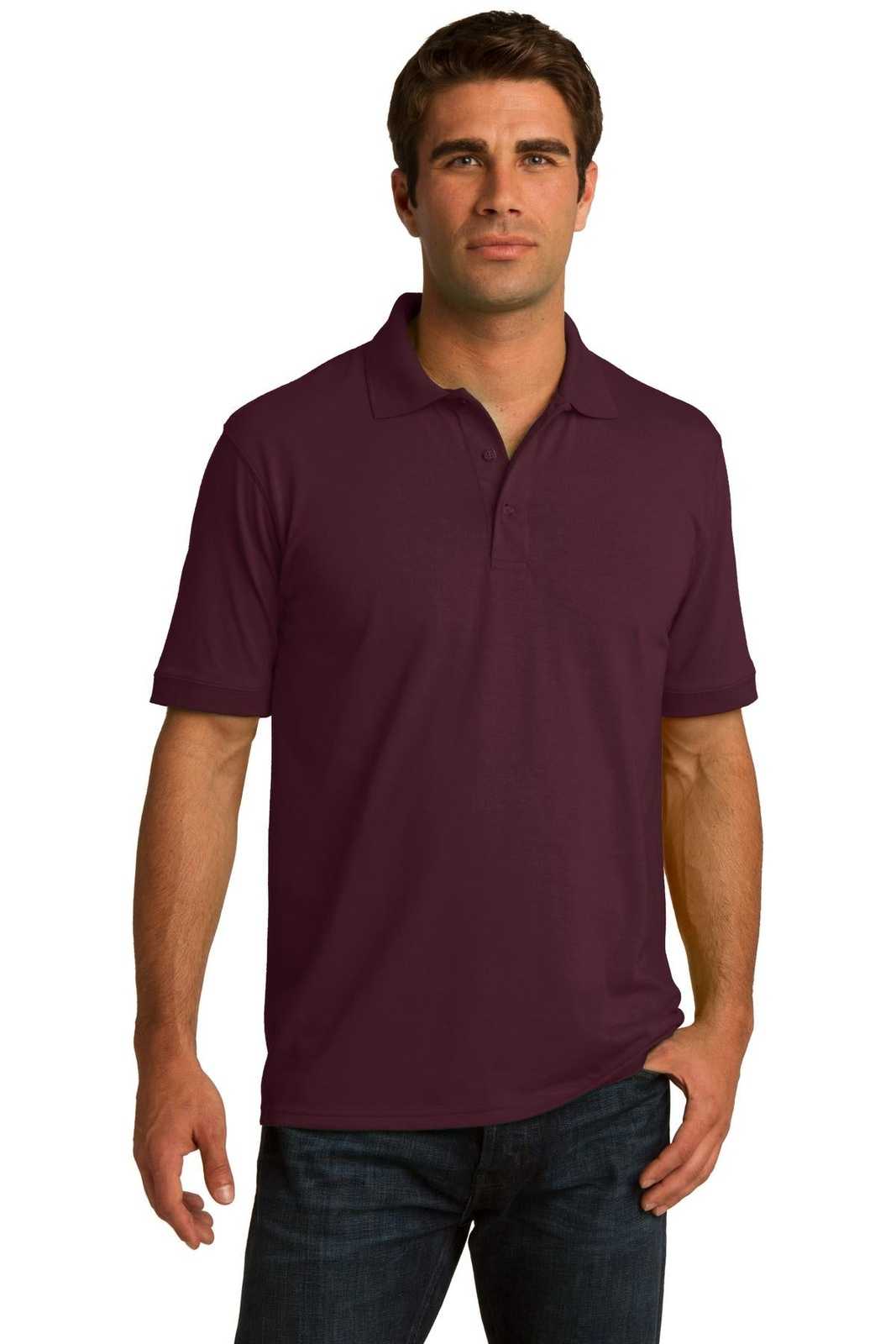 Port &amp; Company KP55T Tall Core Blend Jersey Knit Polo - Athletic Maroon - HIT a Double - 1