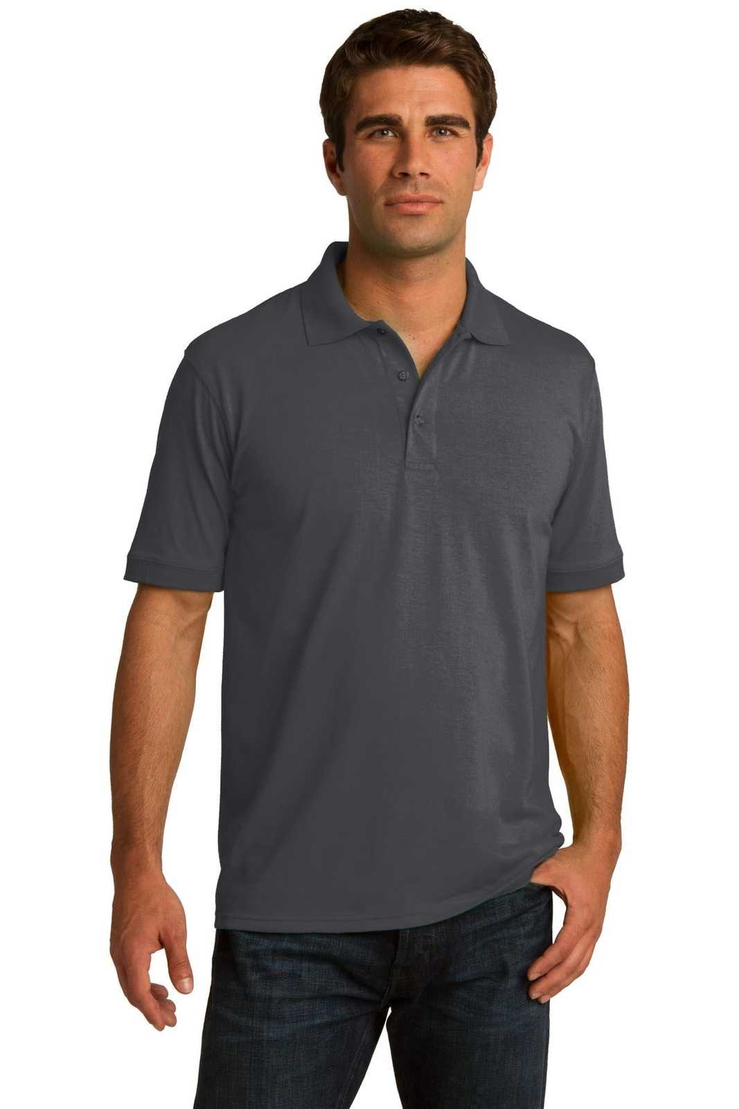 Port & Company KP55T Tall Core Blend Jersey Knit Polo - Charcoal - HIT a Double - 1
