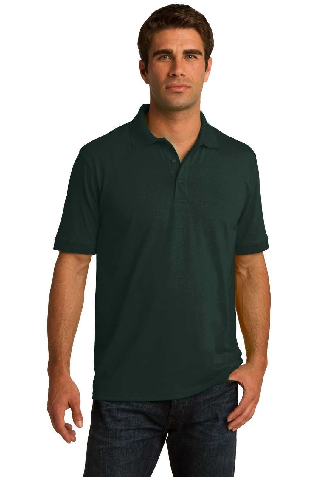 Port &amp; Company KP55T Tall Core Blend Jersey Knit Polo - Dark Green - HIT a Double - 1