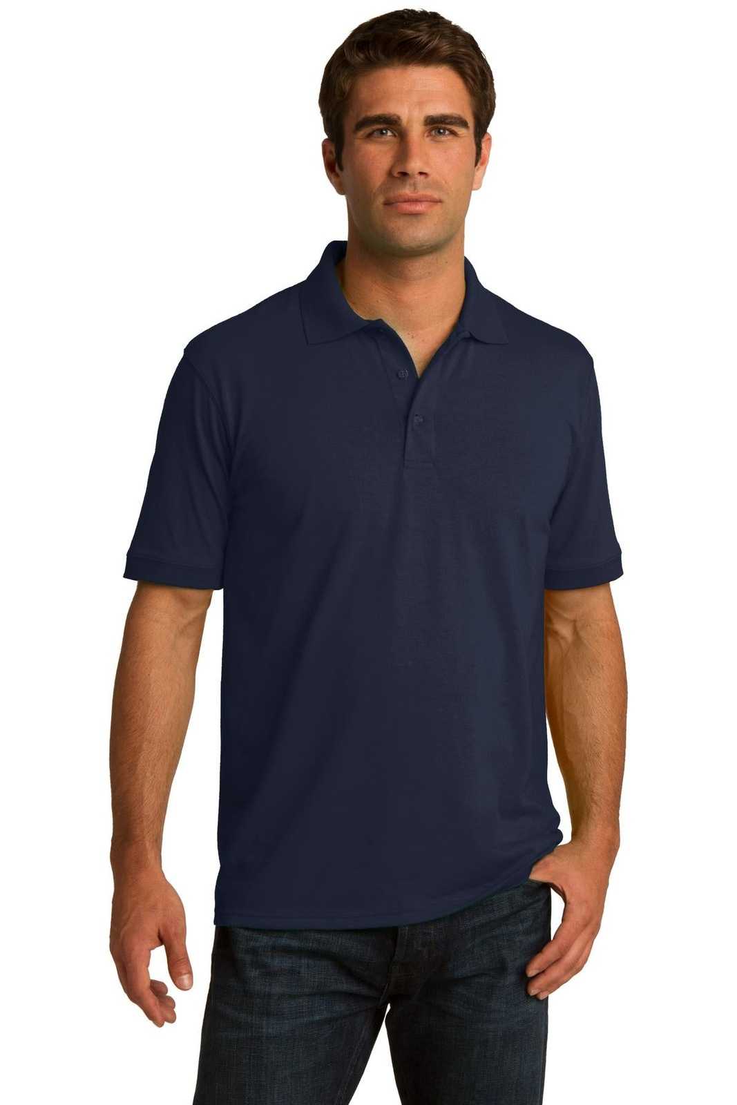 Port &amp; Company KP55T Tall Core Blend Jersey Knit Polo - Deep Navy - HIT a Double - 1