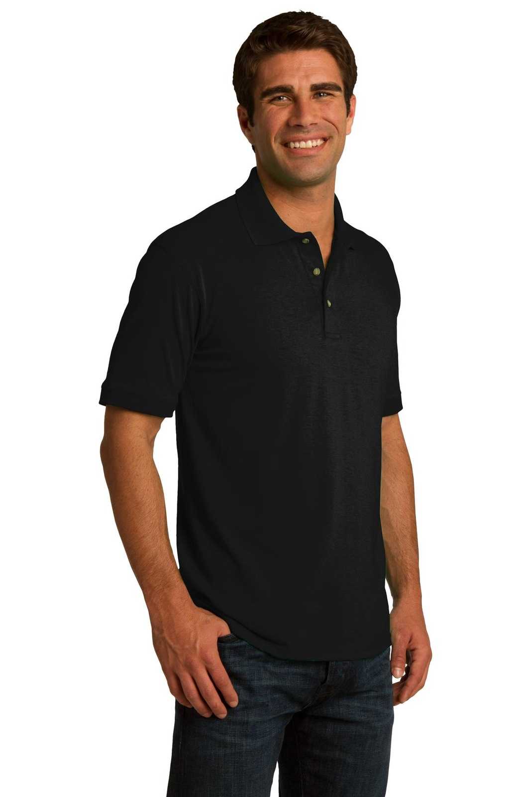 Port &amp; Company KP55T Tall Core Blend Jersey Knit Polo - Jet Black - HIT a Double - 3