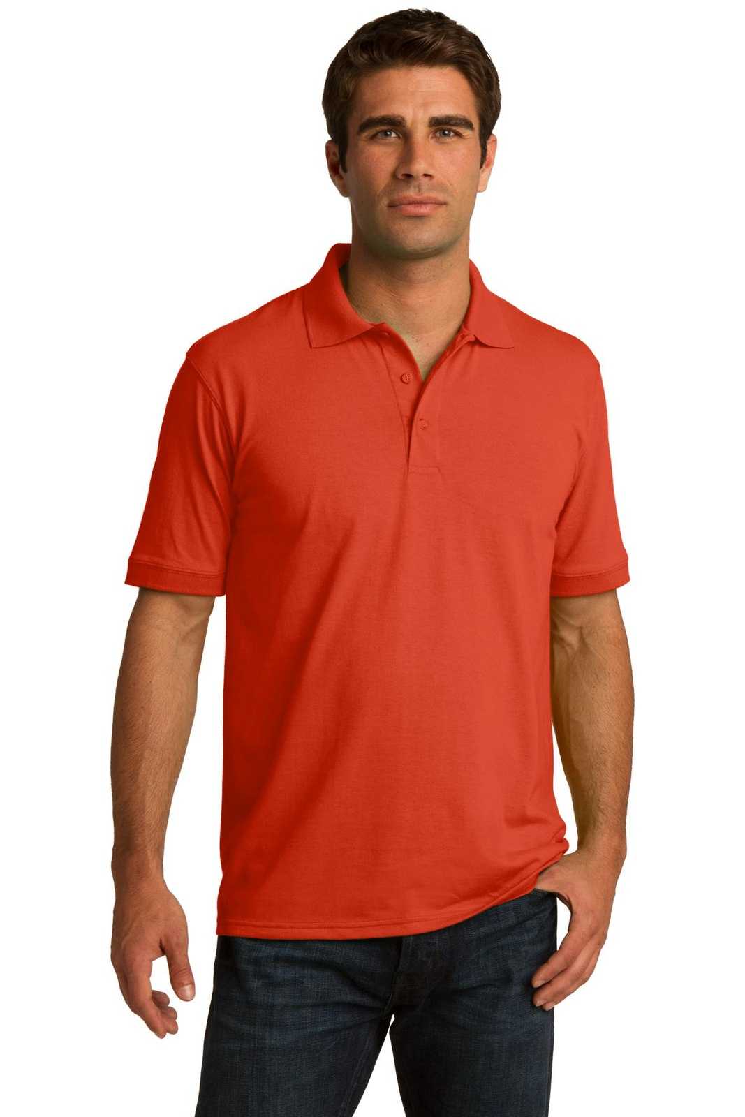 Port &amp; Company KP55T Tall Core Blend Jersey Knit Polo - Orange - HIT a Double - 1