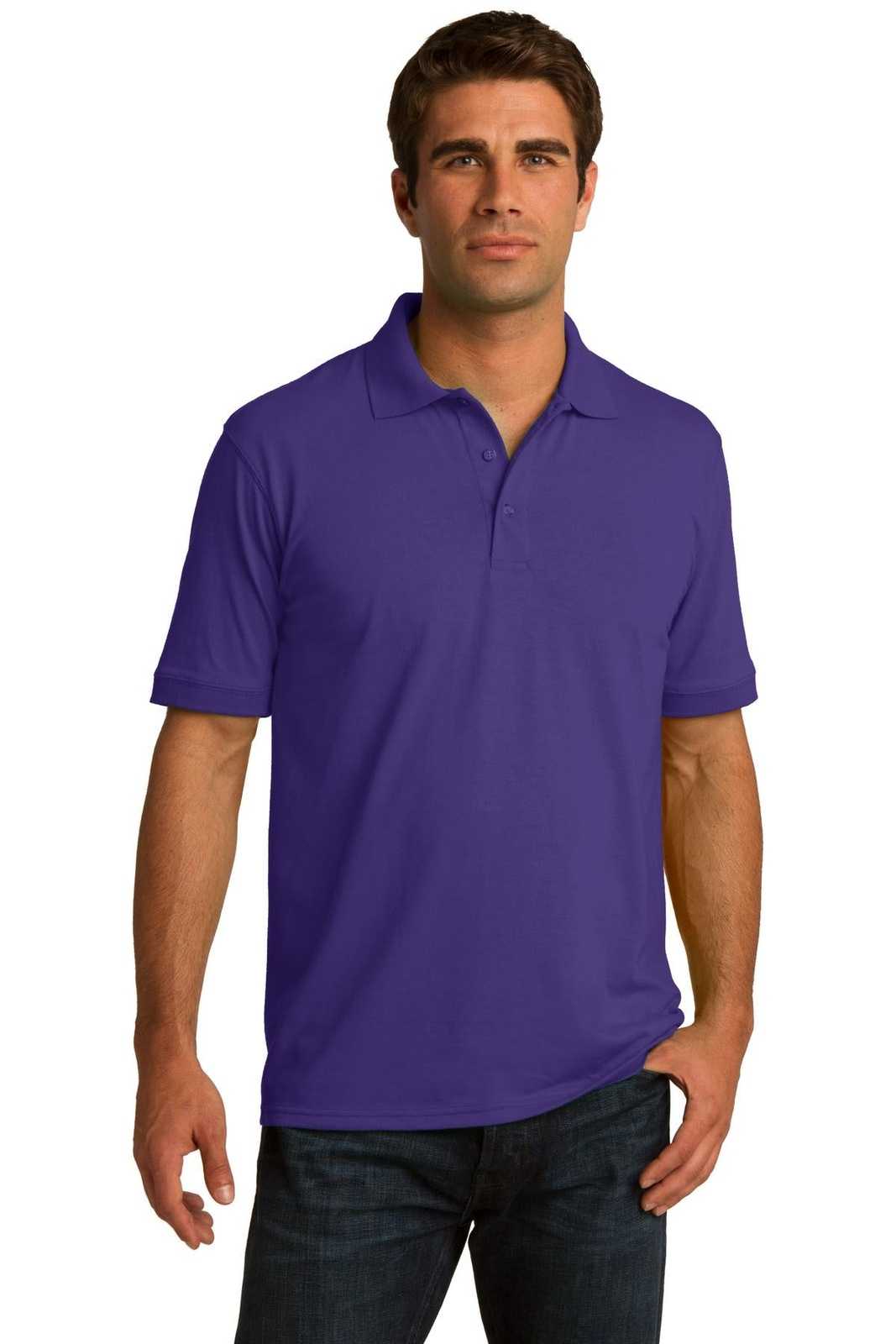 Port &amp; Company KP55T Tall Core Blend Jersey Knit Polo - Purple - HIT a Double - 1