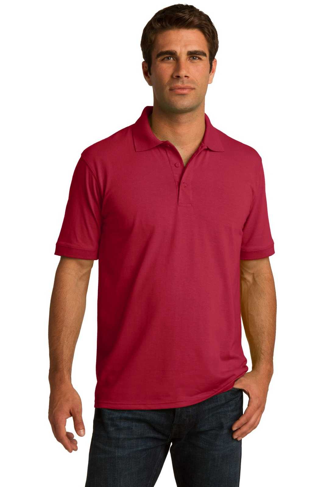 Port &amp; Company KP55T Tall Core Blend Jersey Knit Polo - Red - HIT a Double - 1