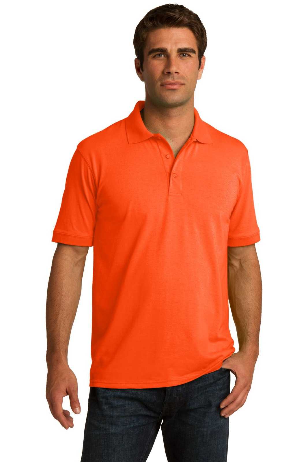 Port &amp; Company KP55T Tall Core Blend Jersey Knit Polo - Safety Orange - HIT a Double - 1